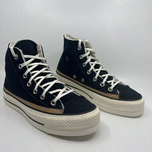 Converse Womens Chuck Taylor As Raw Edge Platform Sneaker Shoes Black Hi  6M New